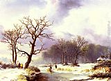 Willem Bodemann Canvas Paintings - A Winter Landscape